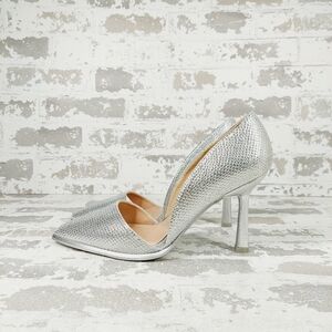 NEW Mia Ciana Silver Rhinestone Pointed Toe High Heel Pumps A298